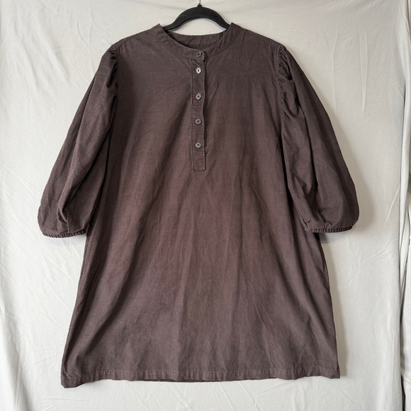 GAP Dresses & Skirts - Gap Womens Puff Sleeve Corduroy Mini Shirt Dress XL Brown Peasant Cotton Buttons